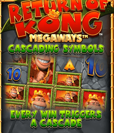 Recurso de b&ocirc;nus em cascata no slot Return of Kong Megaways